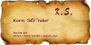 Korn Sándor névjegykártya